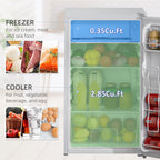 HOMCOM 3.2 Cu.Ft Mini Fridge with Freezer, Single Door Compact Refrigerator with Adjustable Thermostat for Bedroom