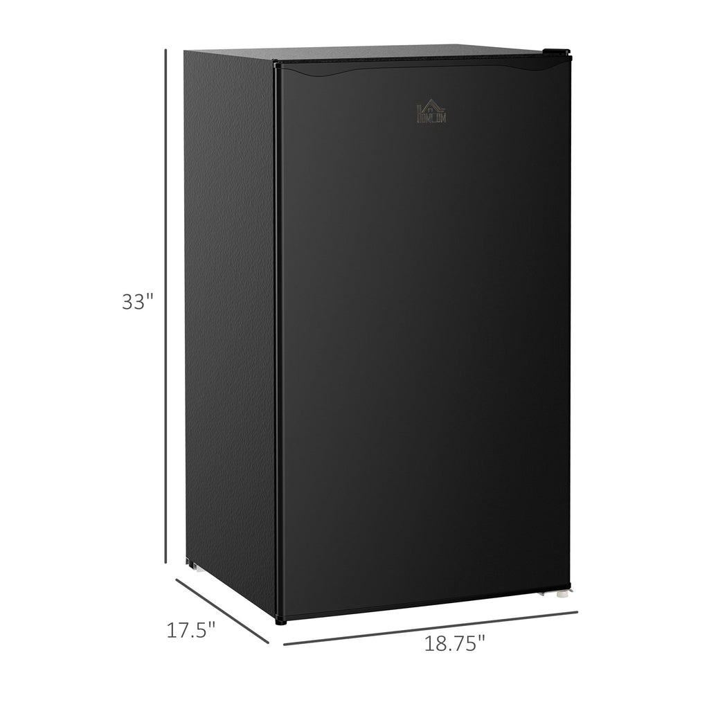 HOMCOM 3.2 Cu.Ft Mini Fridge with Freezer, Single Door Compact Refrigerator with Adjustable Thermostat for Bedroom
