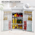 HOMCOM 3.2 Cu.Ft Mini Fridge with Freezer, Single Door Compact Refrigerator with Adjustable Thermostat for Bedroom