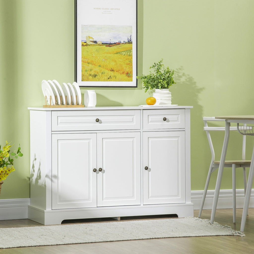 HOMCOM Modern Sideboard Buffet Cabinet with Storage Cupboards, 2 Drawers and Adjustable Shelves, Black