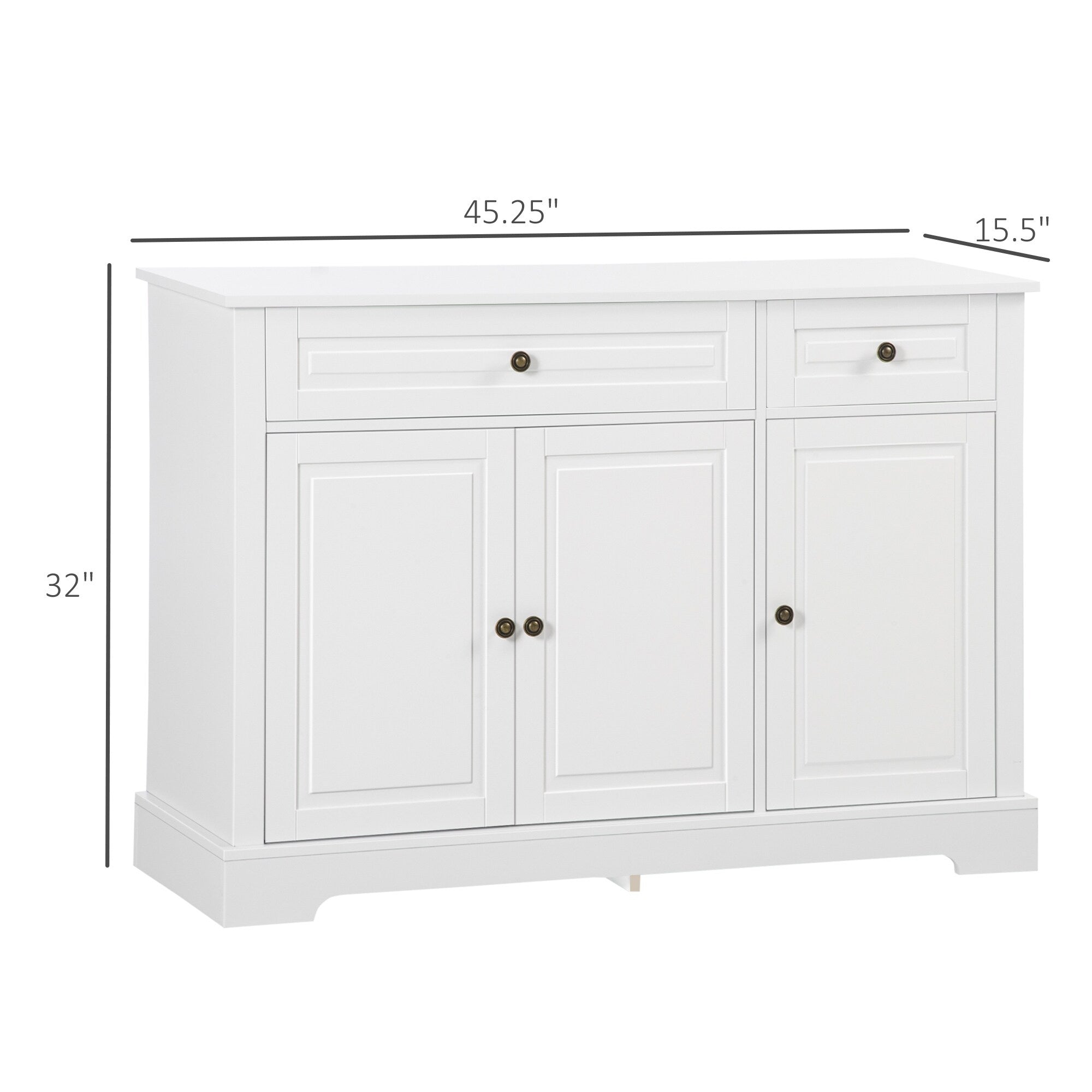 HOMCOM Modern Sideboard Buffet Cabinet with Storage Cupboards, 2 Drawers and Adjustable Shelves, Black