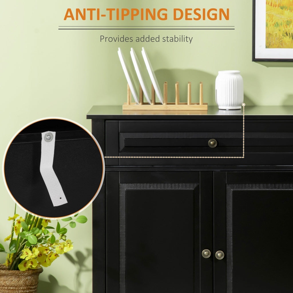 HOMCOM Modern Sideboard Buffet Cabinet with Storage Cupboards, 2 Drawers and Adjustable Shelves, Black