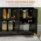 HOMCOM Modern Sideboard Buffet Cabinet with Storage Cupboards, 2 Drawers and Adjustable Shelves, Black