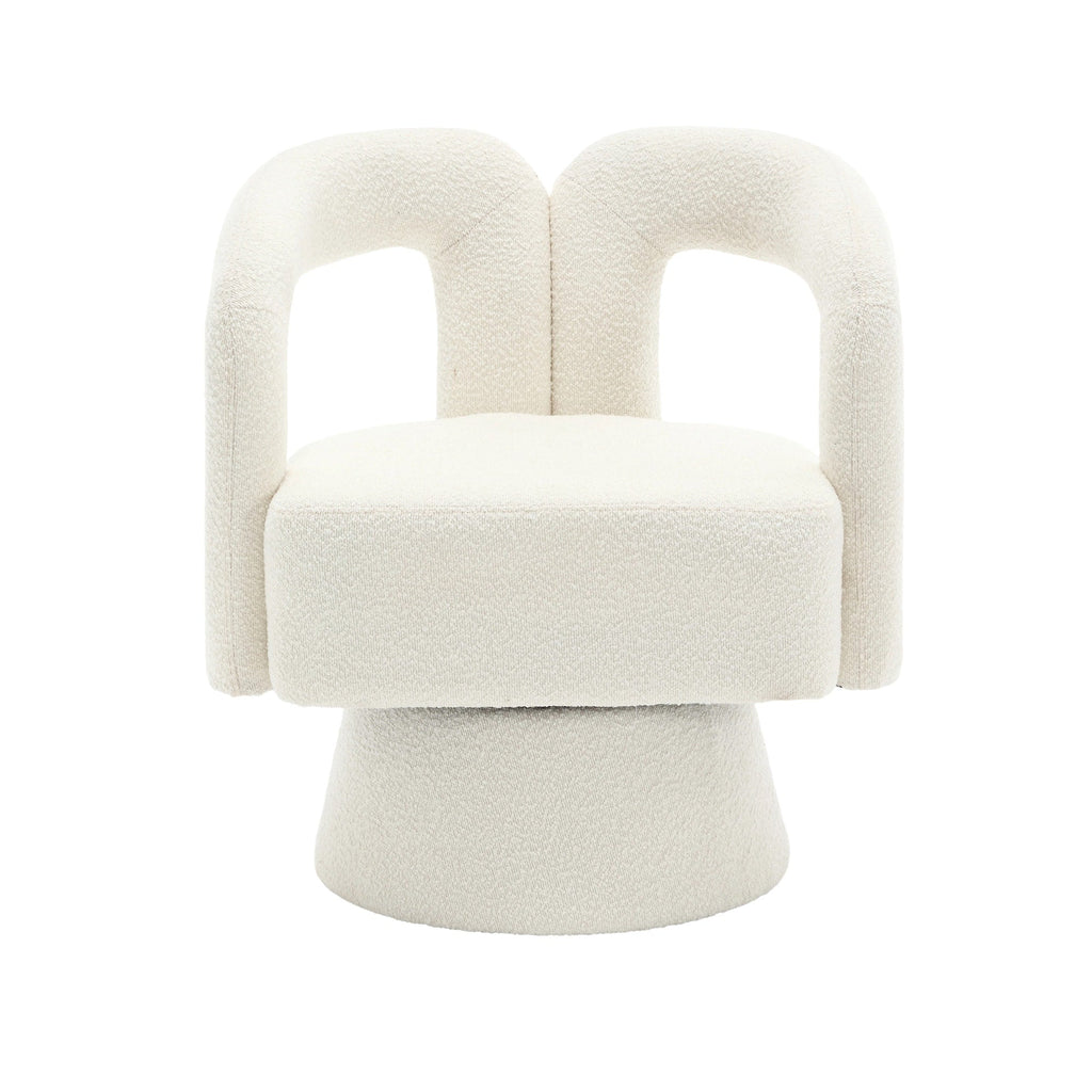 HOMEFUN Boucle Upholstered 360 Degree Swivel Cuddle Barrel Accent Chairs