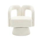 HOMEFUN Boucle Upholstered 360 Degree Swivel Cuddle Barrel Accent Chairs