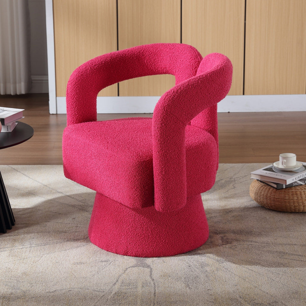 HOMEFUN Boucle Upholstered 360 Degree Swivel Cuddle Barrel Accent Chairs