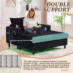 HOMEFUN Corduroy Upholstered Oversized RGB LED Light Recliner Sofa Bed with Cup Holder,USB&3 Pillows