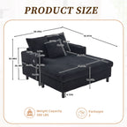 HOMEFUN Corduroy Upholstered Oversized RGB LED Light Recliner Sofa Bed with Cup Holder,USB&3 Pillows