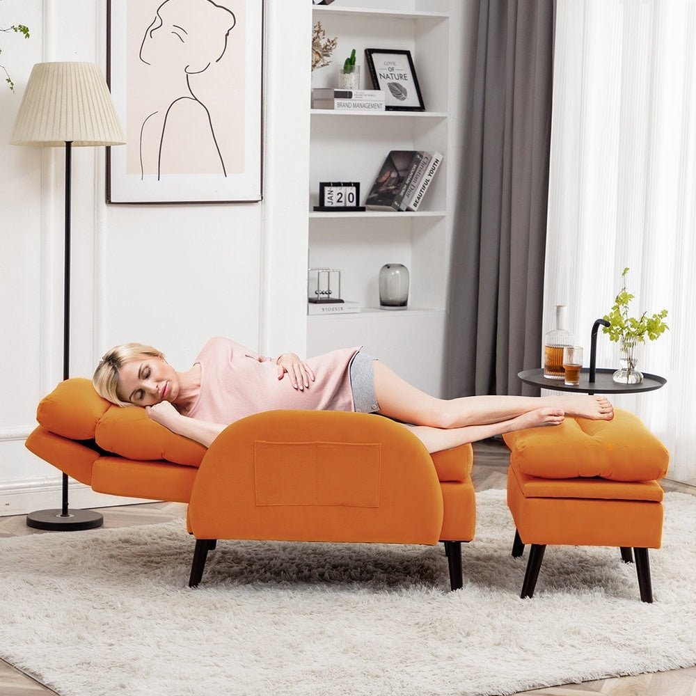 HOMYKA Accent Lounge Chair with Adjustable Backrest Storage Ottoman