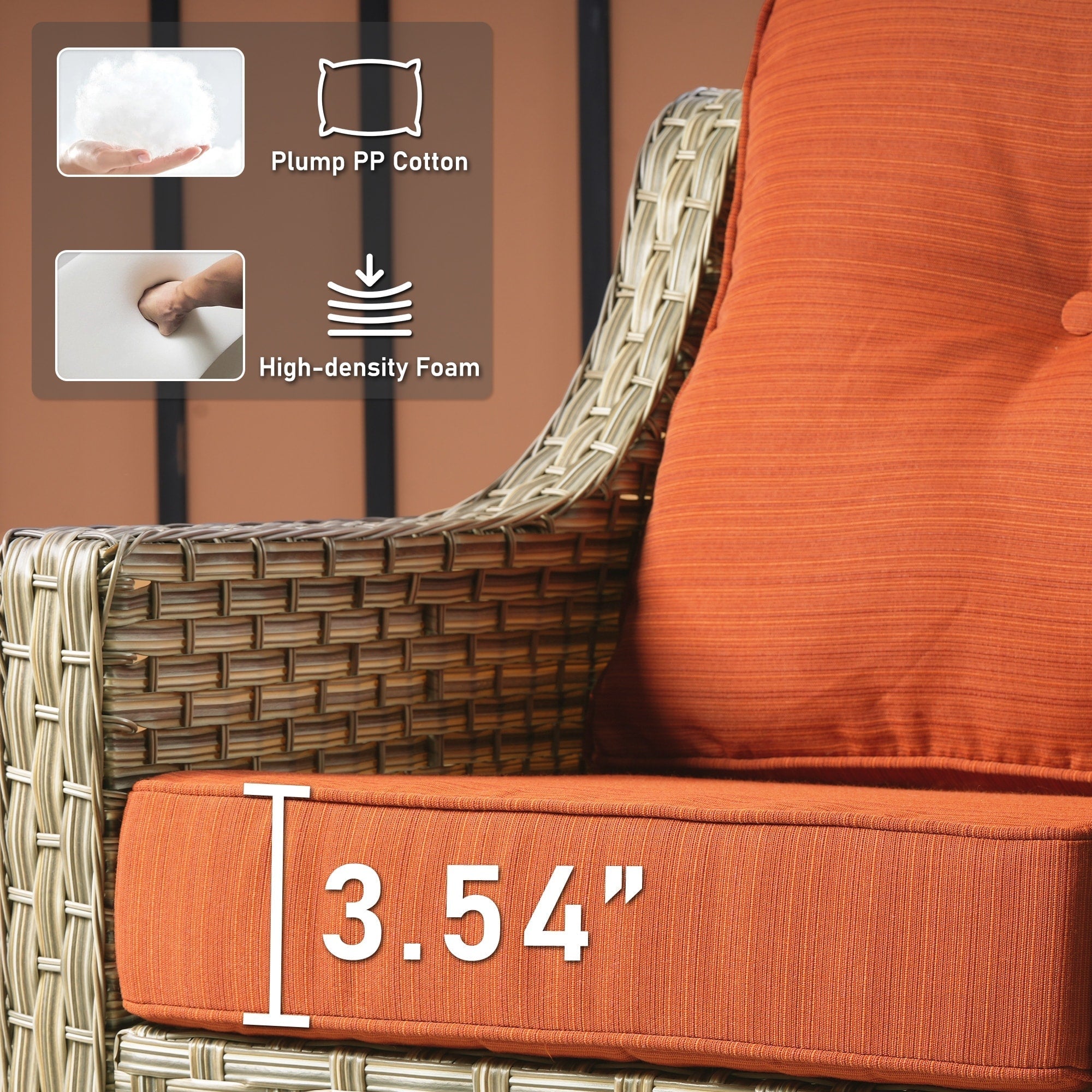 HOOOWOOO 2-piece High Back Wicker Rattan Outdoor Patio Chair Set