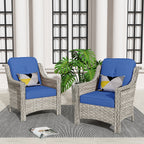 HOOOWOOO 2-piece High Back Wicker Rattan Outdoor Patio Chair Set