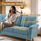 HOOOWOOO Mid-Century 3-Seat Upholstered Sofa with Wood Legs for Living Room