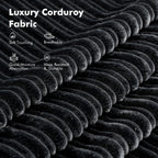 HOOOWOOO Modern Corduroy Fabric Folding Sofa Couch