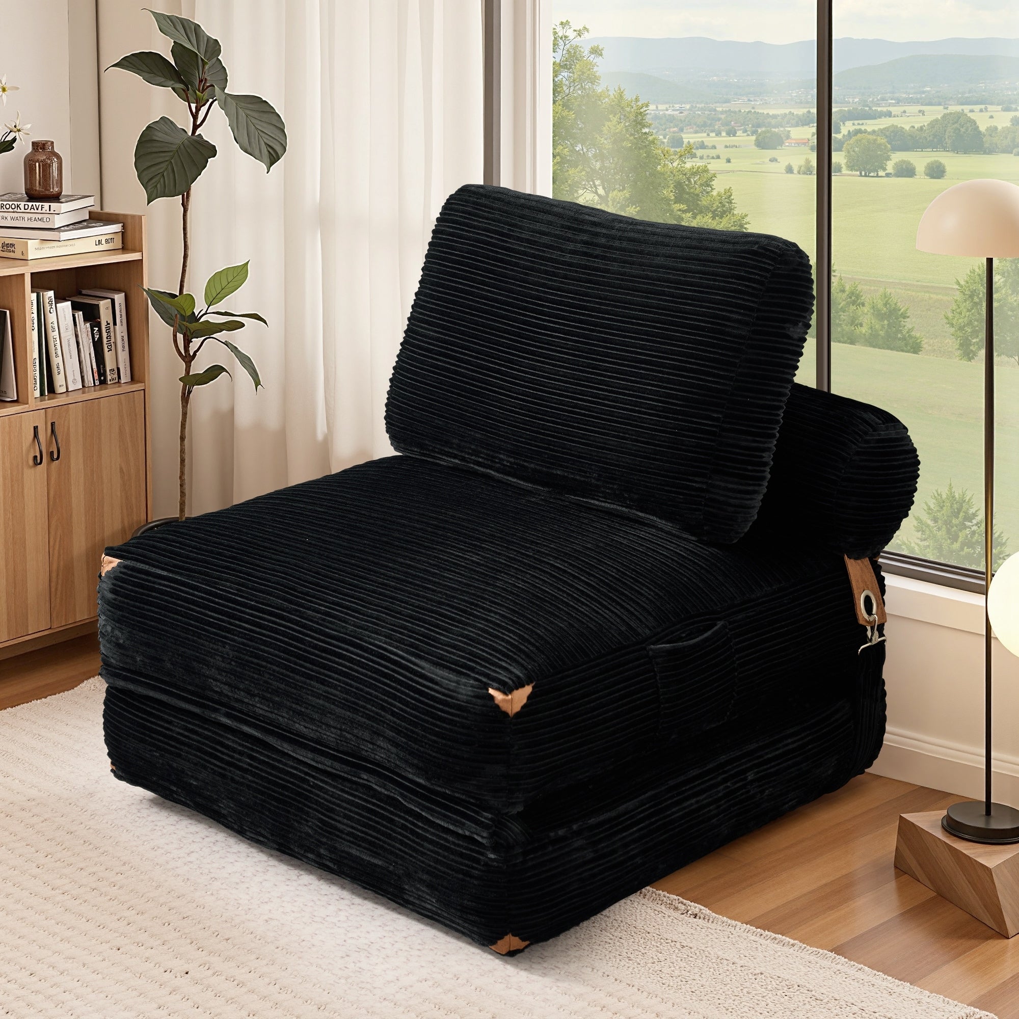 HOOOWOOO Modern Corduroy Fabric Folding Sofa Couch