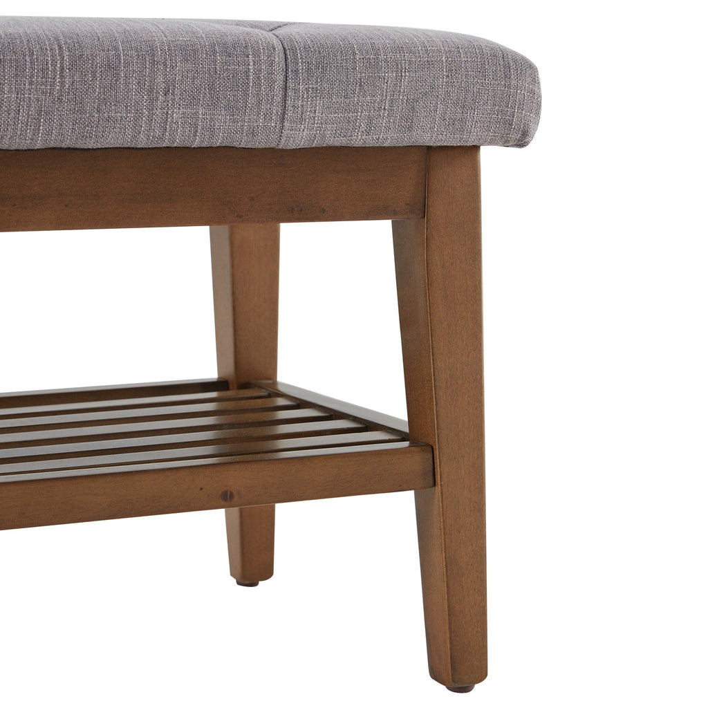 Entryway Shoe Bench Storage Bench Fabric Solid Wood, 43-inch Upholstered Bench for Living Room, Bedrooms