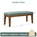 Upholstered Fabric Entryway Bench, Bedroom Bench for End of Bed Beige, Solid Wood 44-inch