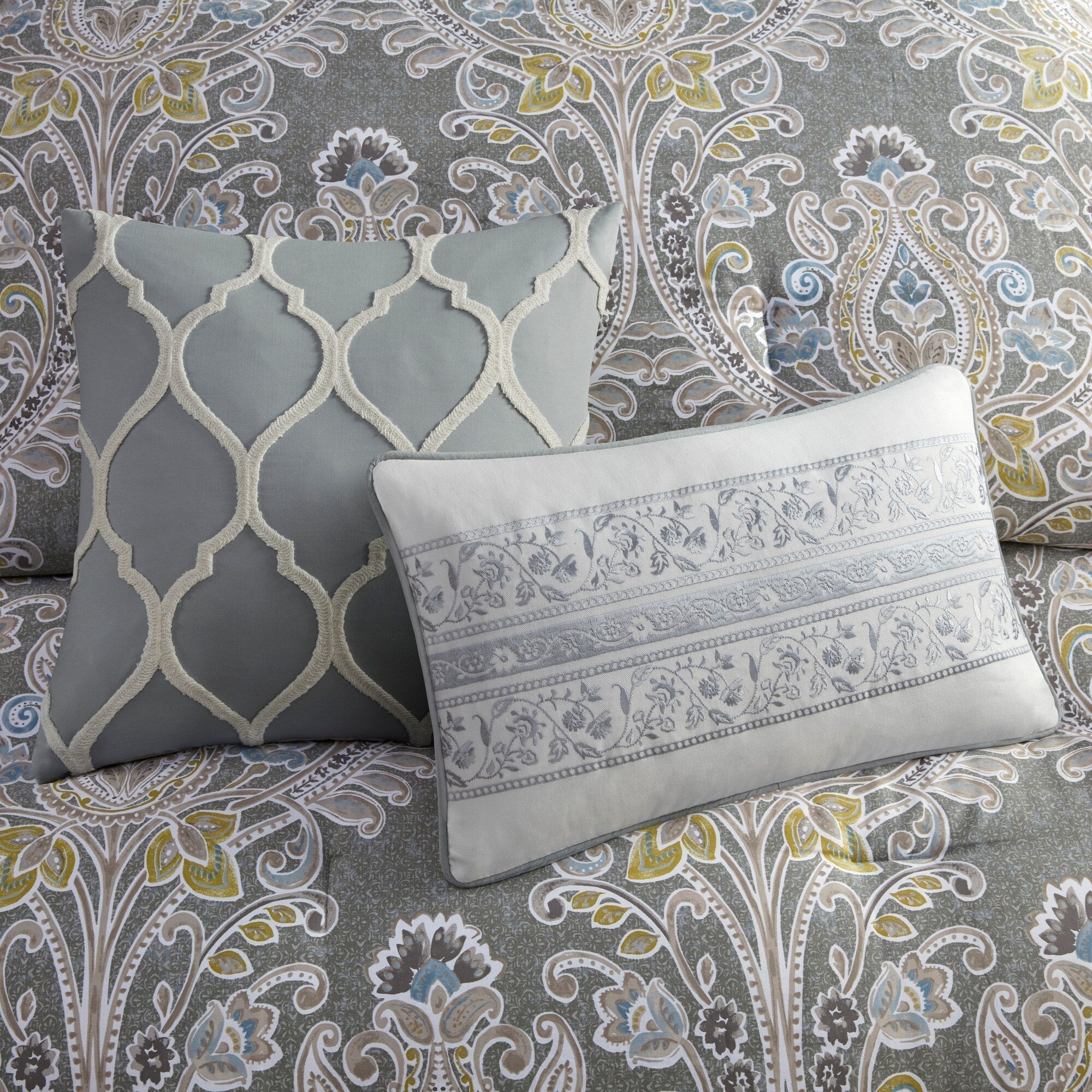 Harbor House Hallie 6-piece Grey Damask Pattern Cotton Comforter Set