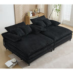 Harmonia 109 W Oversized Corduroy Sofa Bed, Deep Seat Double Lounge Chaise with 4 Pillows