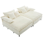 Harmonia 109 W Oversized Corduroy Sofa Bed, Deep Seat Double Lounge Chaise with 4 Pillows