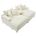 Harmonia 109 W Oversized Corduroy Sofa Bed, Deep Seat Double Lounge Chaise with 4 Pillows