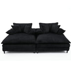 Harmonia 109 W Oversized Corduroy Sofa Bed, Deep Seat Double Lounge Chaise with 4 Pillows