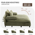 Harmonia 109 W Oversized Corduroy Sofa Bed, Deep Seat Double Lounge Chaise with 4 Pillows