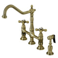 Heritage Bridge Kitchen Faucet with Brass Sprayer