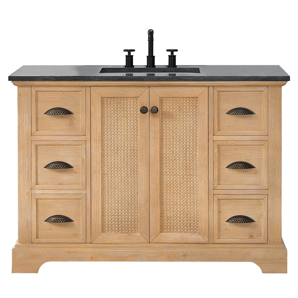 Hervas Bath Vanity with Natural Marble Top without Mirror
