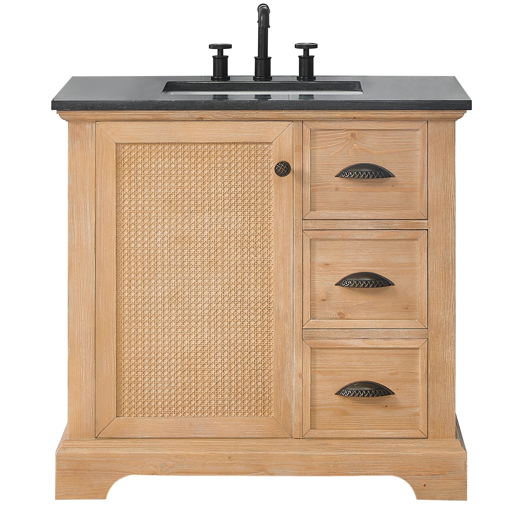 Hervas Bath Vanity with Natural Marble Top without Mirror
