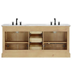Hervas Bath Vanity with Natural Marble Top without Mirror