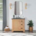 Hervas Bath Vanity with Natural Marble Top without Mirror