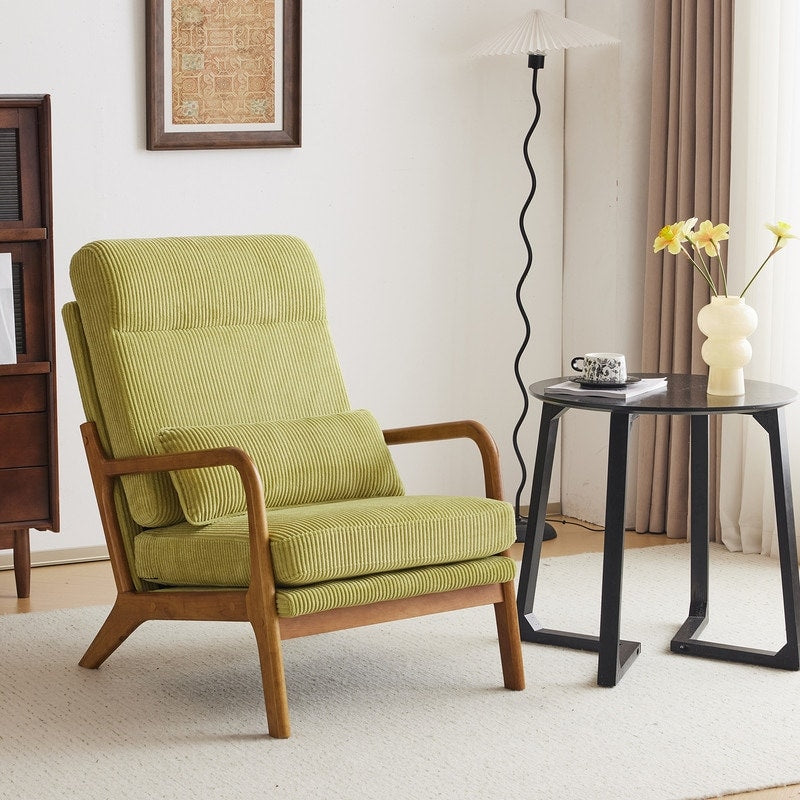 High Back Solid Wood Armrest Backrest Leisure Chair Accent Chair