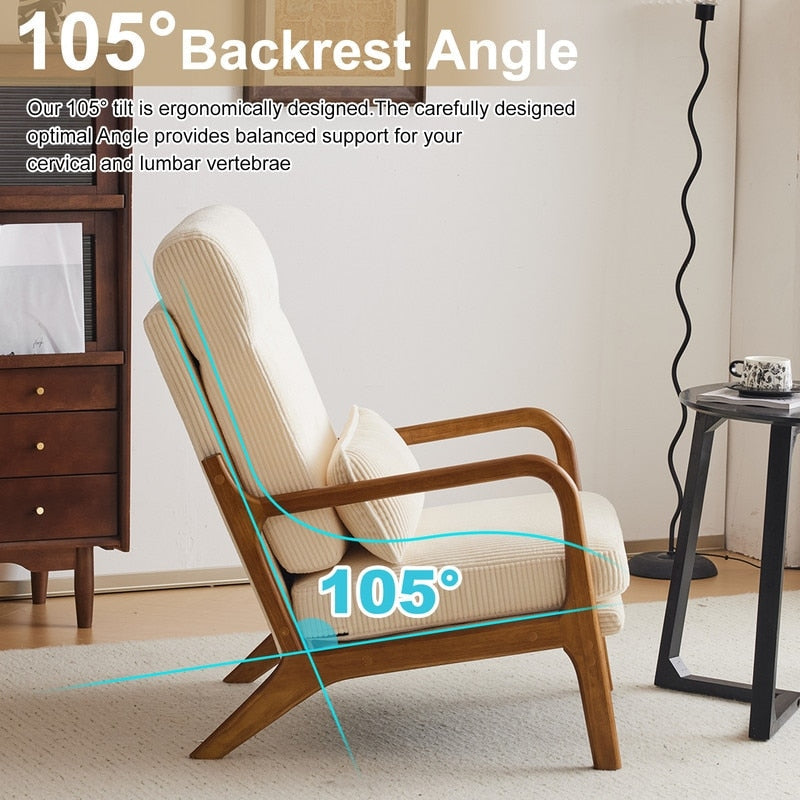 High Back Solid Wood Armrest Backrest Leisure Chair Accent Chair