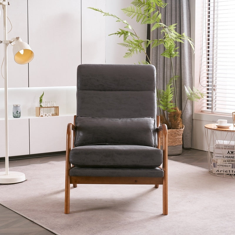 High Back Solid Wood Armrest Backrest Leisure Chair Accent Chair