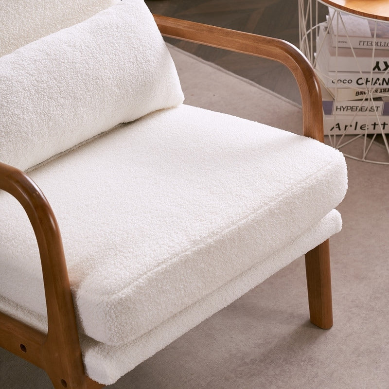 High Back Solid Wood Armrest Backrest Leisure Chair Accent Chair