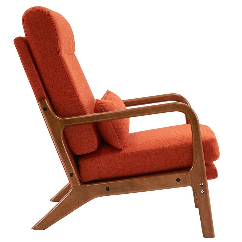 High Back Solid Wood Armrest Backrest Leisure Chair Accent Chair