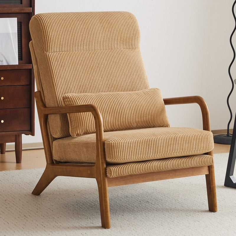 High Back Solid Wood Armrest Backrest Leisure Chair Accent Chair