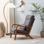 High Back Solid Wood Armrest Backrest Leisure Chair Accent Chair