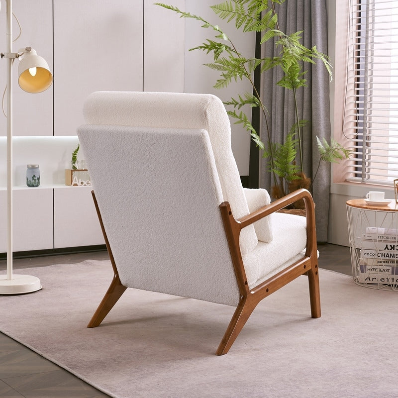 High Back Solid Wood Armrest Backrest Leisure Chair Accent Chair