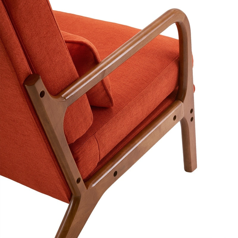 High Back Solid Wood Armrest Backrest Leisure Chair Accent Chair