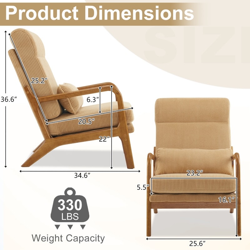 High Back Solid Wood Armrest Backrest Leisure Chair Accent Chair