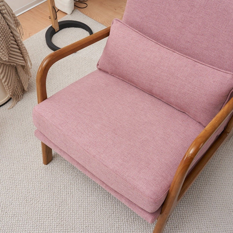 High Back Solid Wood Armrest Backrest Leisure Chair Accent Chair