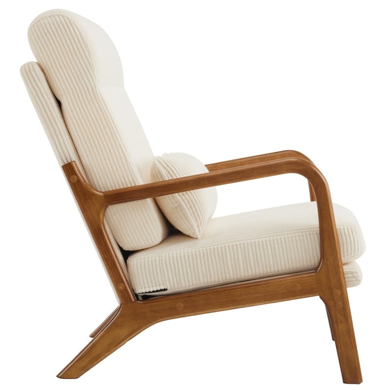 High Back Solid Wood Armrest Backrest Leisure Chair Accent Chair