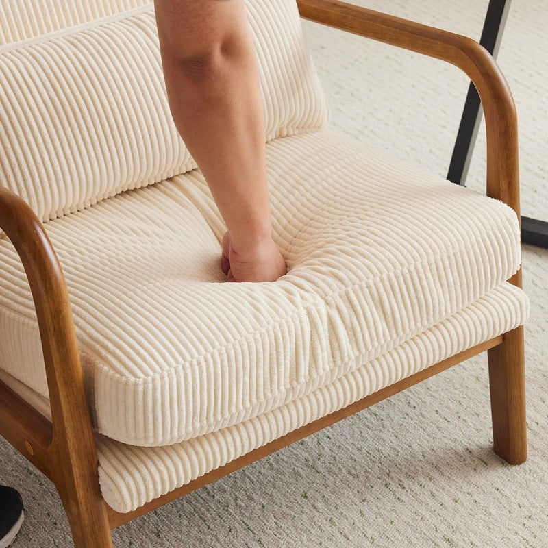 High Back Solid Wood Armrest Backrest Leisure Chair Accent Chair