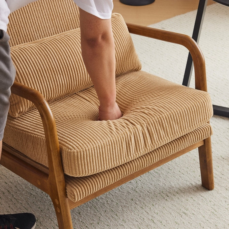High Back Solid Wood Armrest Backrest Leisure Chair Accent Chair