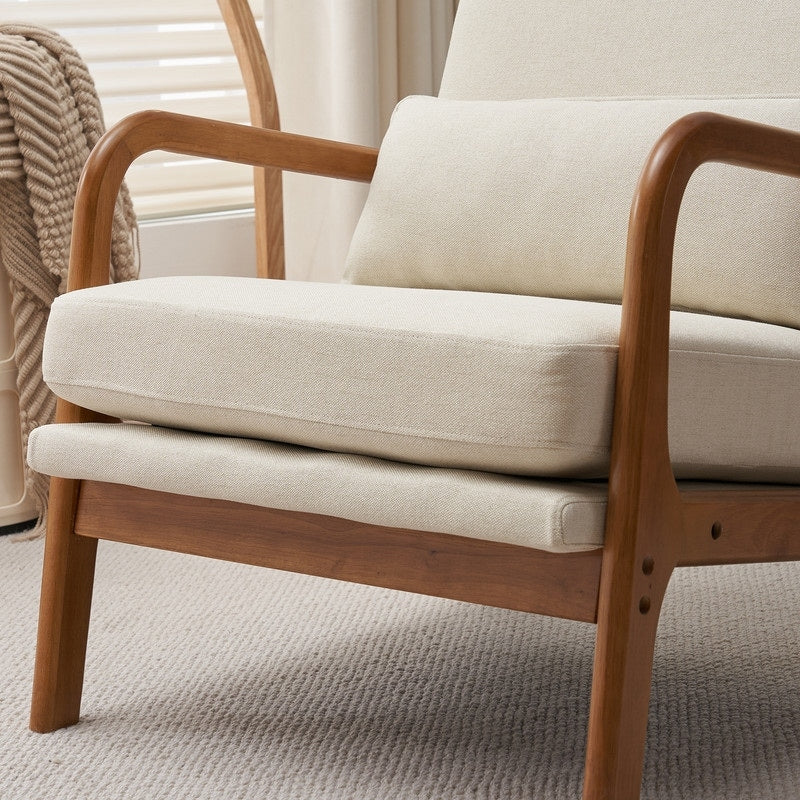 High Back Solid Wood Armrest Backrest Leisure Chair Accent Chair
