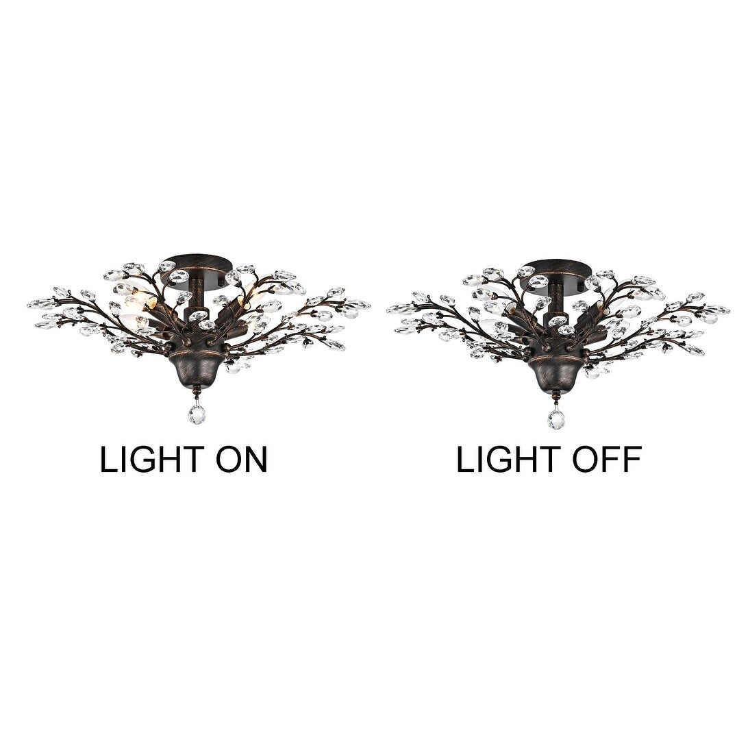 Holly 4-light Crystal Leaves Flush Mount