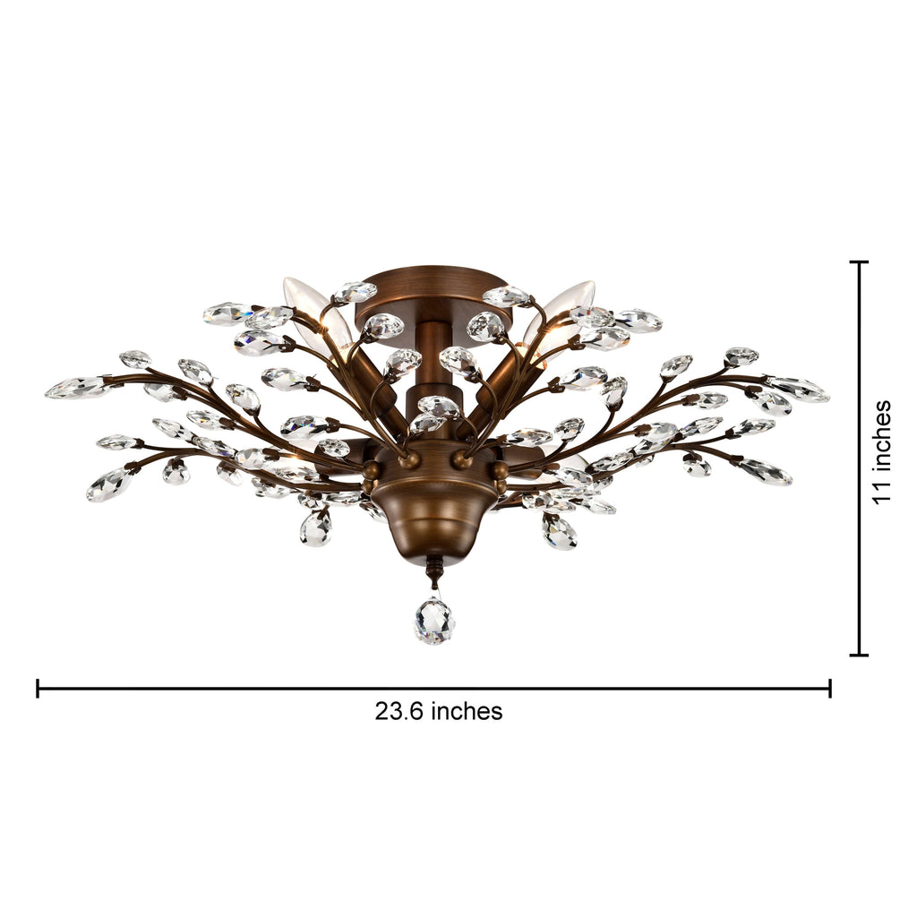 Holly 4-light Crystal Leaves Flush Mount