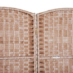 HomCom 6' Tall Wicker Weave Six Panel Room Divider Privacy Screen - Natural Blonde Wood