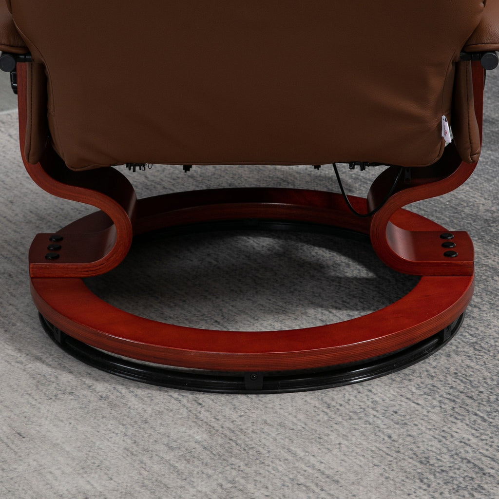 HomCom Faux Leather Adjustable Manual Swivel Base Recliner Chair with Comfortable and Relaxing Footrest